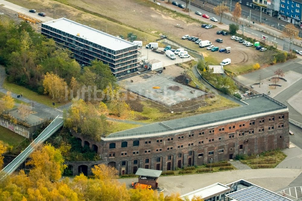 Bochum aus der Vogelperspektive: Baustelle zum Neubau eines Büro- und Geschäftshauses der Kultur Ruhr GmbH in Bochum im Bundesland Nordrhein-Westfalen