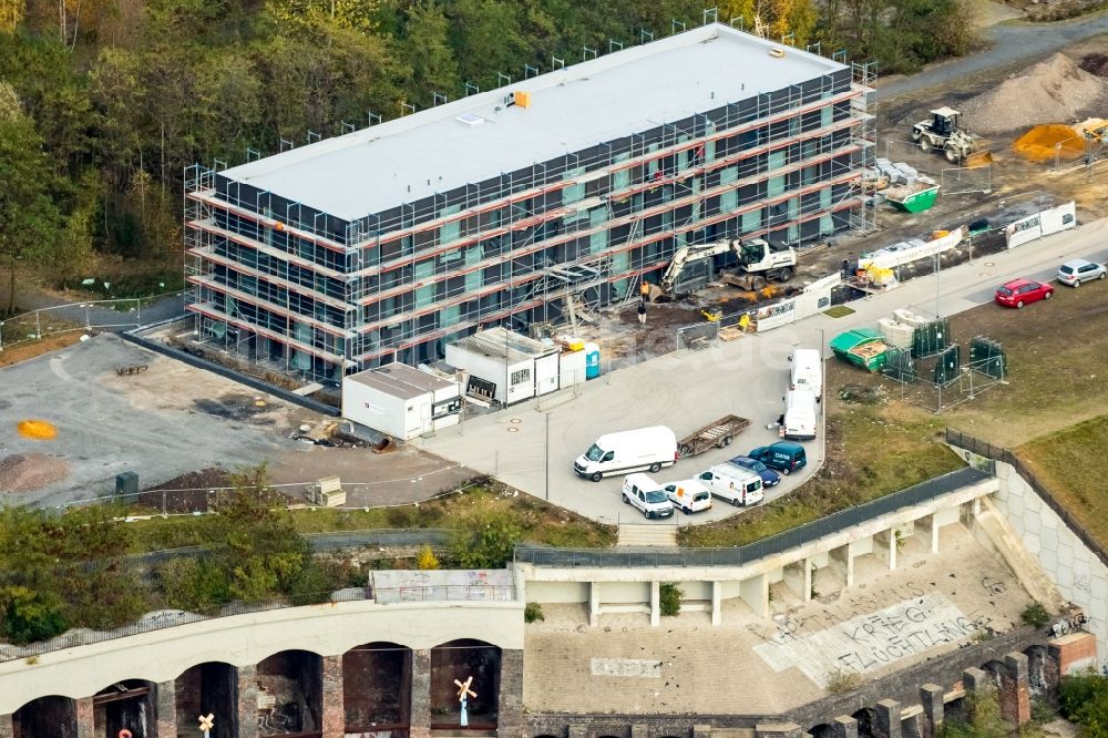 Luftaufnahme Bochum - Baustelle zum Neubau eines Büro- und Geschäftshauses der Kultur Ruhr GmbH in Bochum im Bundesland Nordrhein-Westfalen