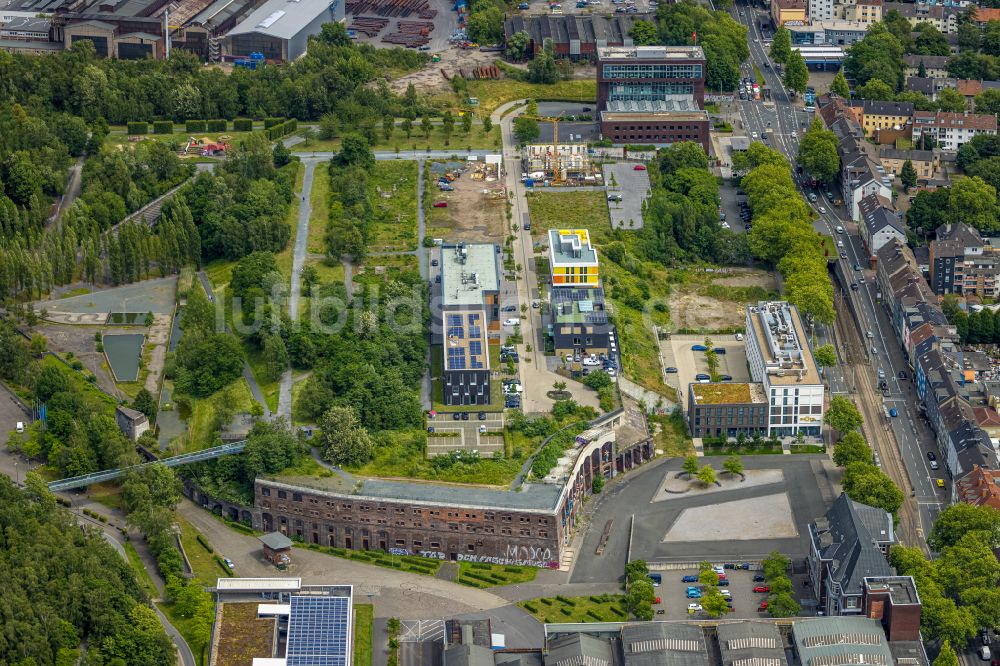 Luftbild Bochum - Baustelle zum Neubau eines Büro- und Geschäftshauses der Kultur Ruhr GmbH in Bochum im Bundesland Nordrhein-Westfalen