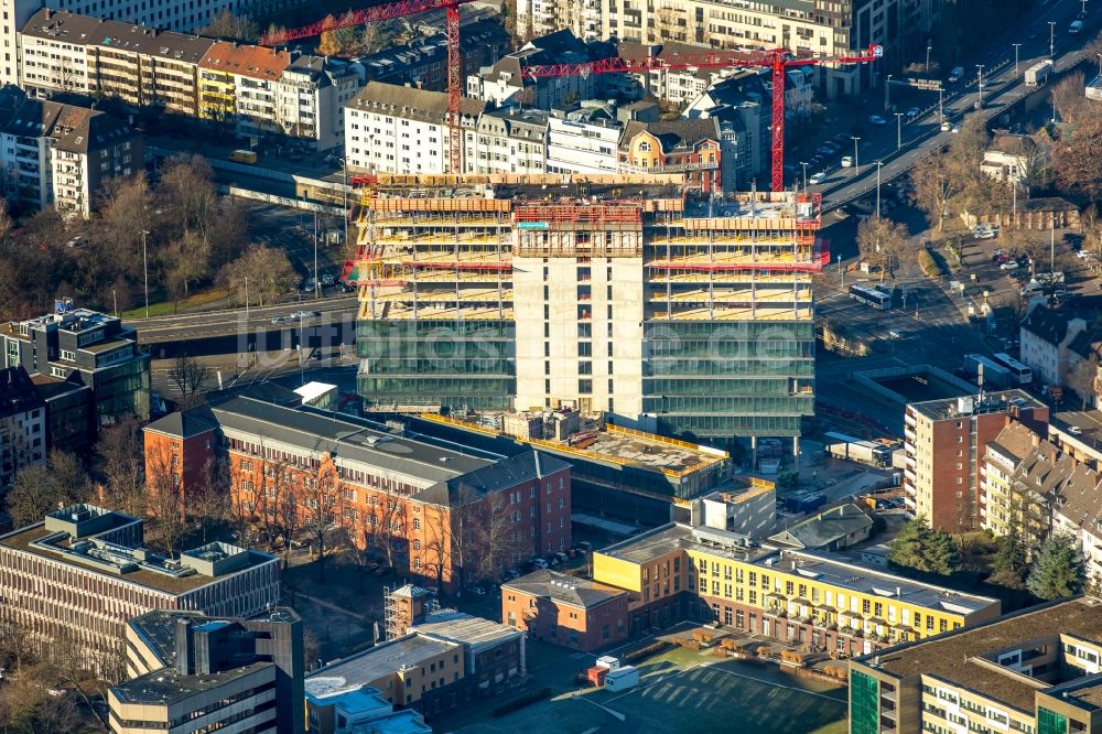 Luftaufnahme Düsseldorf - Baustelle zum Neubau eines Büro- und Geschäftshauses im Ortsteil Stadtbezirk 1 in Düsseldorf im Bundesland Nordrhein-Westfalen