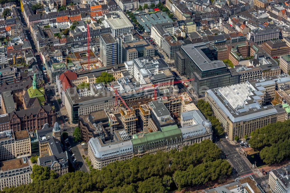 Düsseldorf aus der Vogelperspektive: Baustelle zum Neubau eines Büro- und Geschäftshauses KÖ-QUARTIER in Düsseldorf im Bundesland Nordrhein-Westfalen, Deutschland