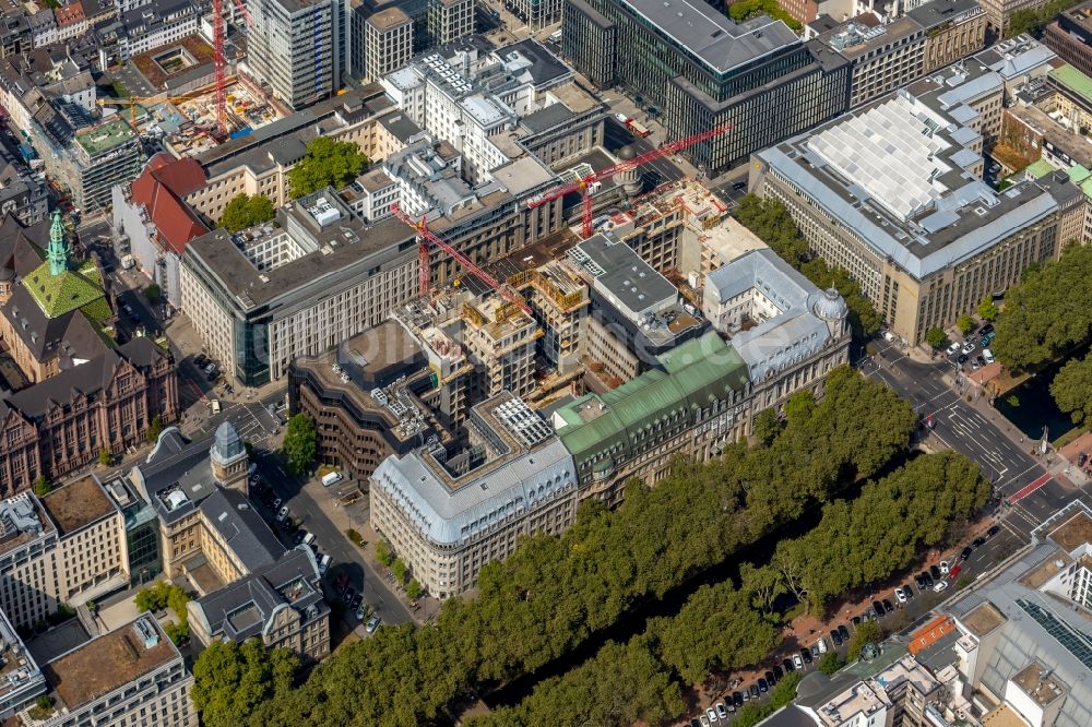 Düsseldorf von oben - Baustelle zum Neubau eines Büro- und Geschäftshauses KÖ-QUARTIER in Düsseldorf im Bundesland Nordrhein-Westfalen, Deutschland