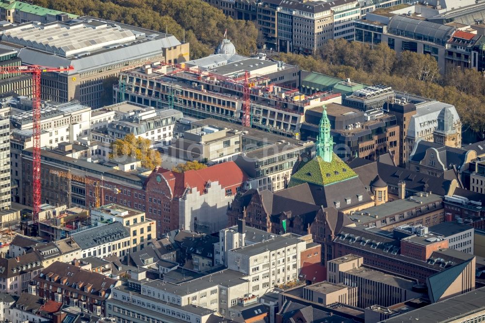 Düsseldorf aus der Vogelperspektive: Baustelle zum Neubau eines Büro- und Geschäftshauses KÖ-QUARTIER in Düsseldorf im Bundesland Nordrhein-Westfalen, Deutschland