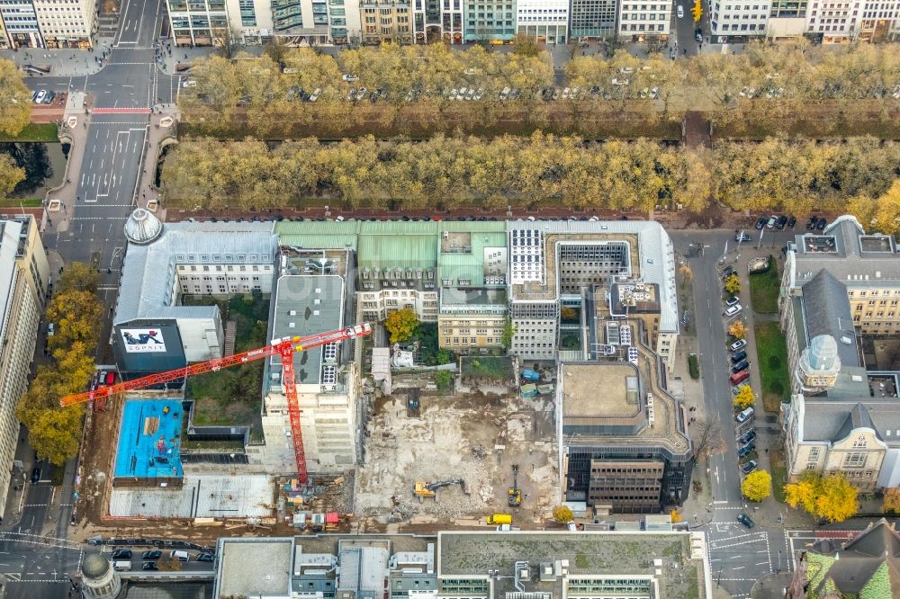 Luftbild Düsseldorf - Baustelle zum Neubau eines Büro- und Geschäftshauses KÖ-QUARTIER an der Königsallee - Breite Straße in Düsseldorf im Bundesland Nordrhein-Westfalen, Deutschland