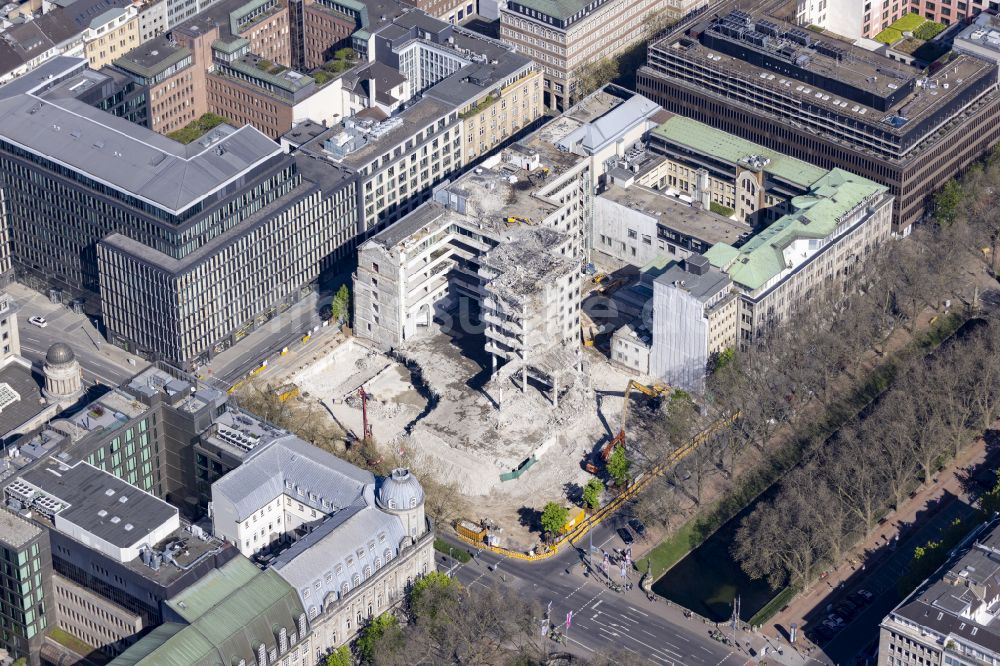 Düsseldorf aus der Vogelperspektive: Baustelle zum Neubau eines Büro- und Geschäftshauses KÖ-QUARTIER an der Königsallee - Breite Straße in Düsseldorf im Bundesland Nordrhein-Westfalen, Deutschland