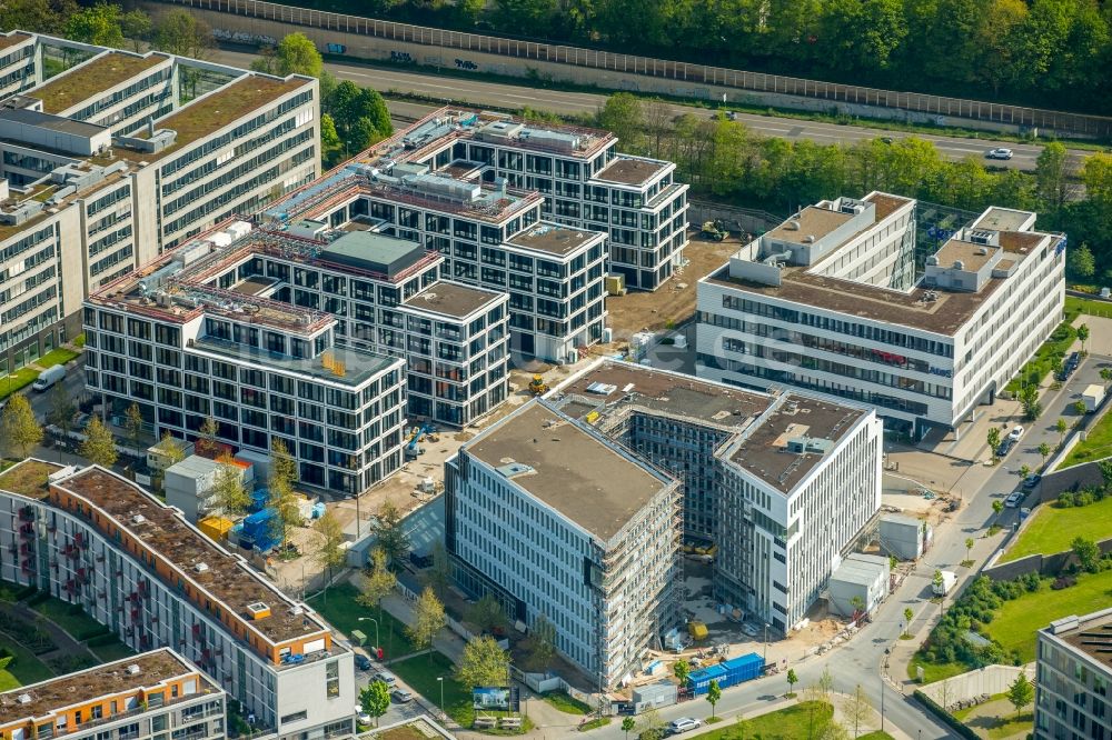 Essen von oben - Baustelle zum Neubau eines Büro- und Geschäftshauses Silberkuhlsturm in Rüttenscheid in Essen im Bundesland Nordrhein-Westfalen, Deutschland