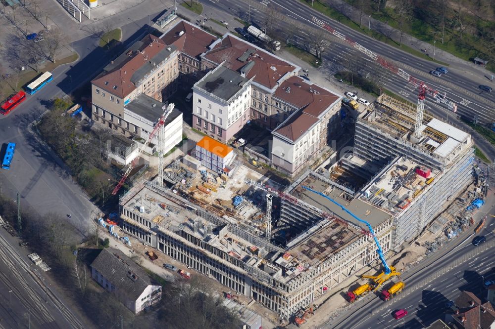 Luftaufnahme Göttingen - Baustelle zum Neubau eines Büro- und Geschäftshauses der Sparkasse im Ortsteil Innenstadt in Göttingen im Bundesland Niedersachsen