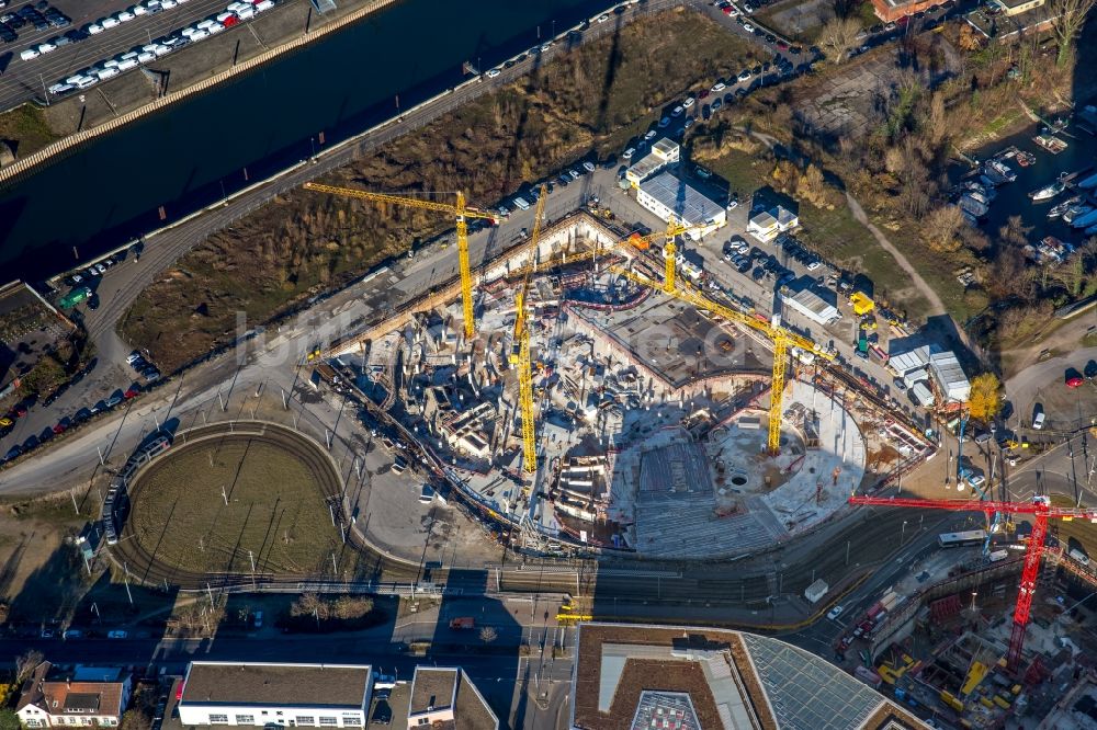 Luftbild Düsseldorf - Baustelle zum Neubau eines Büro- und Geschäftshauses einer Trivago-Zentrale im Ortsteil Stadtbezirk 3 in Düsseldorf im Bundesland Nordrhein-Westfalen