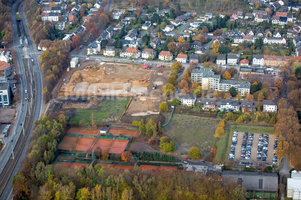 Luftbild Bochum - Baustelle zum Neubau eines Büro- und Geschäftshauses der Vonovia Zentrale in Bochum im Bundesland Nordrhein-Westfalen