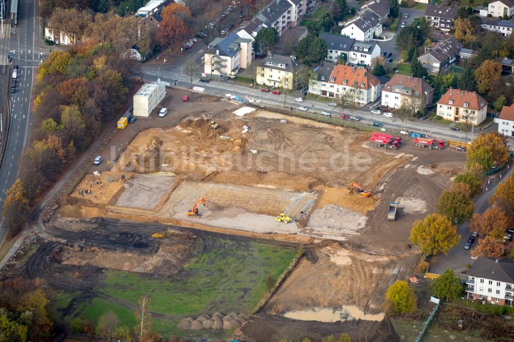 Luftaufnahme Bochum - Baustelle zum Neubau eines Büro- und Geschäftshauses der Vonovia Zentrale in Bochum im Bundesland Nordrhein-Westfalen