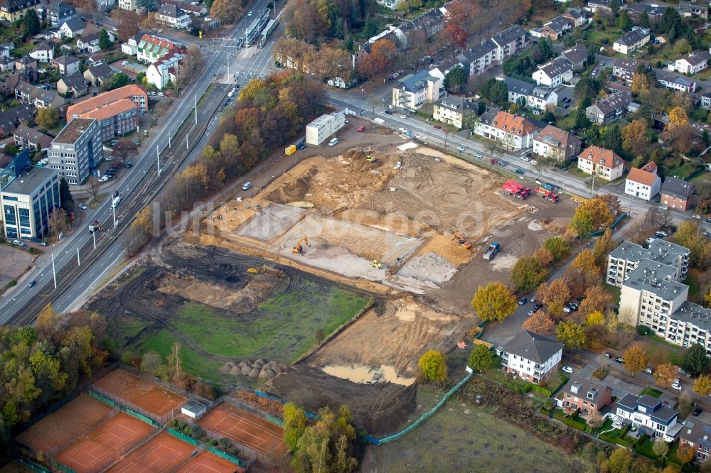 Bochum aus der Vogelperspektive: Baustelle zum Neubau eines Büro- und Geschäftshauses der Vonovia Zentrale in Bochum im Bundesland Nordrhein-Westfalen