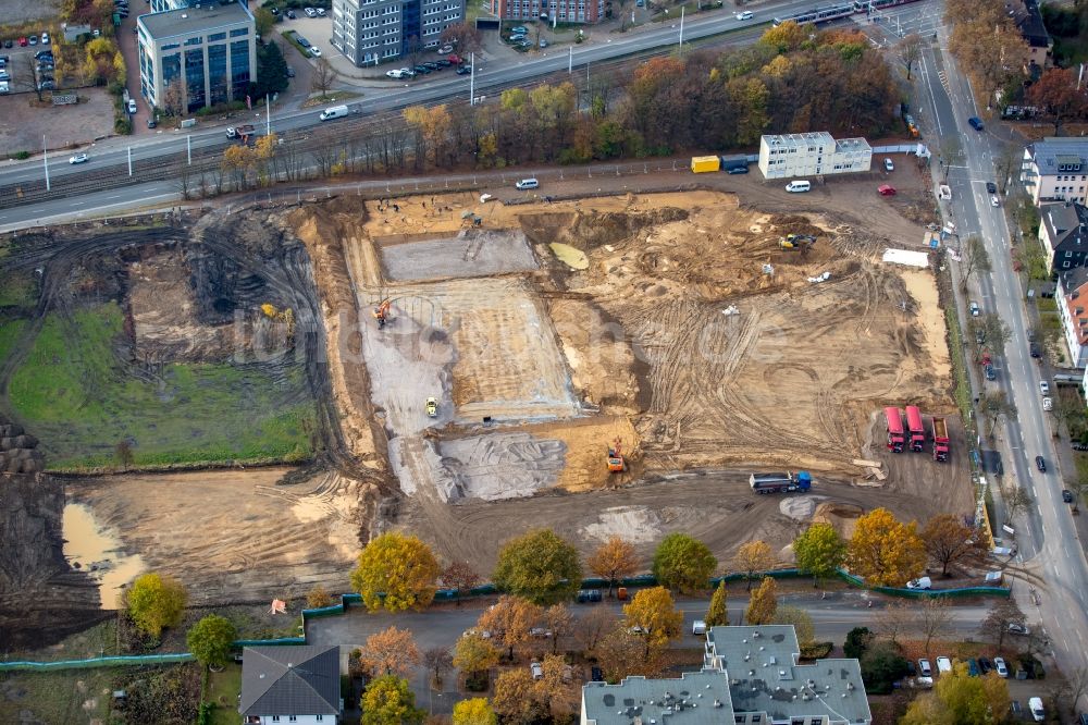 Luftbild Bochum - Baustelle zum Neubau eines Büro- und Geschäftshauses der Vonovia Zentrale in Bochum im Bundesland Nordrhein-Westfalen