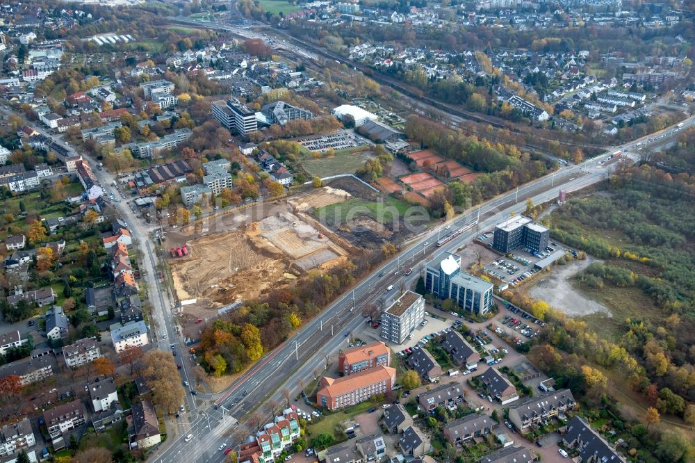 Bochum von oben - Baustelle zum Neubau eines Büro- und Geschäftshauses der Vonovia Zentrale in Bochum im Bundesland Nordrhein-Westfalen