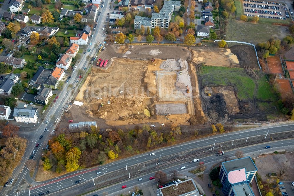 Luftbild Bochum - Baustelle zum Neubau eines Büro- und Geschäftshauses der Vonovia Zentrale in Bochum im Bundesland Nordrhein-Westfalen