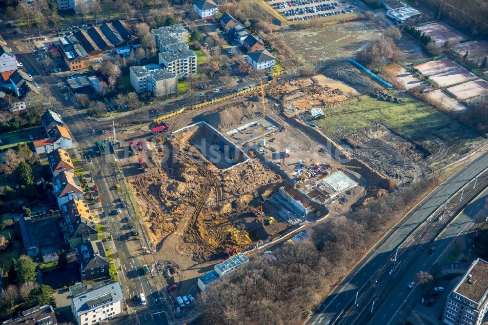 Bochum aus der Vogelperspektive: Baustelle zum Neubau eines Büro- und Geschäftshauses der Vonovia Zentrale in Bochum im Bundesland Nordrhein-Westfalen