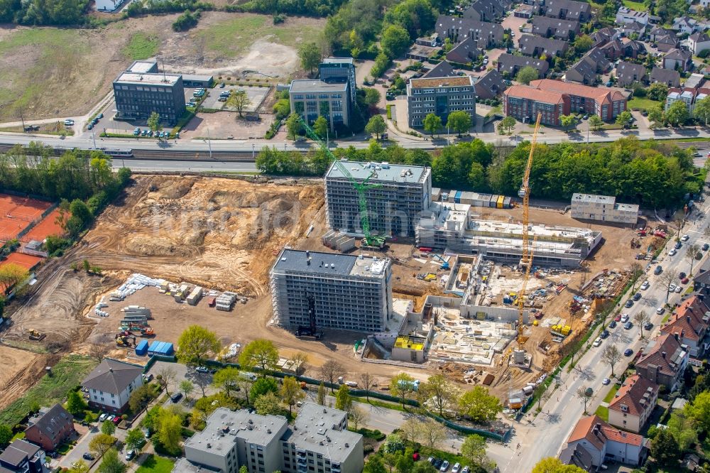 Bochum aus der Vogelperspektive: Baustelle zum Neubau eines Büro- und Geschäftshauses der Vonovia Zentrale in Bochum im Bundesland Nordrhein-Westfalen