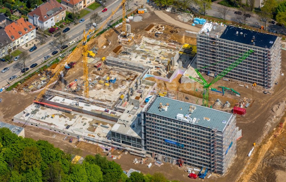 Luftbild Bochum - Baustelle zum Neubau eines Büro- und Geschäftshauses der Vonovia Zentrale in Bochum im Bundesland Nordrhein-Westfalen