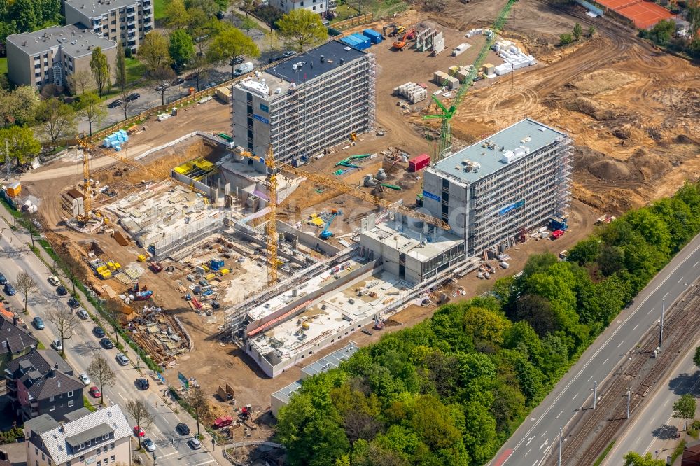 Luftbild Bochum - Baustelle zum Neubau eines Büro- und Geschäftshauses der Vonovia Zentrale in Bochum im Bundesland Nordrhein-Westfalen