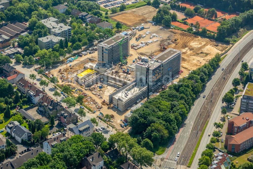 Bochum aus der Vogelperspektive: Baustelle zum Neubau eines Büro- und Geschäftshauses der Vonovia Zentrale in Bochum im Bundesland Nordrhein-Westfalen