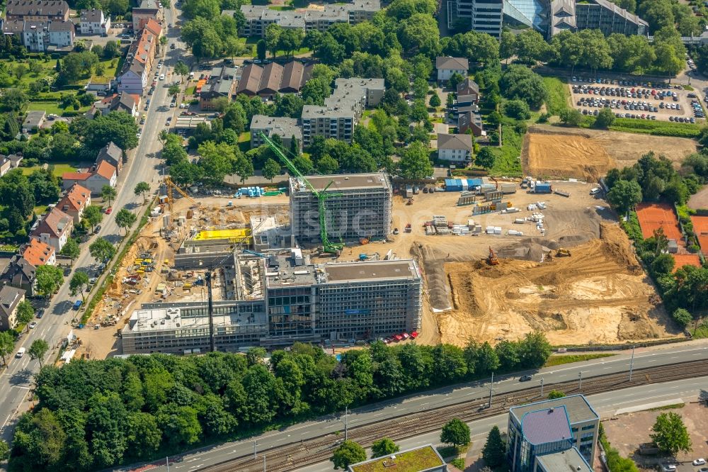 Luftbild Bochum - Baustelle zum Neubau eines Büro- und Geschäftshauses der Vonovia Zentrale in Bochum im Bundesland Nordrhein-Westfalen