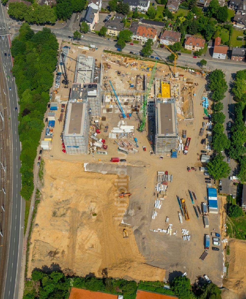 Luftbild Bochum - Baustelle zum Neubau eines Büro- und Geschäftshauses der Vonovia Zentrale in Bochum im Bundesland Nordrhein-Westfalen