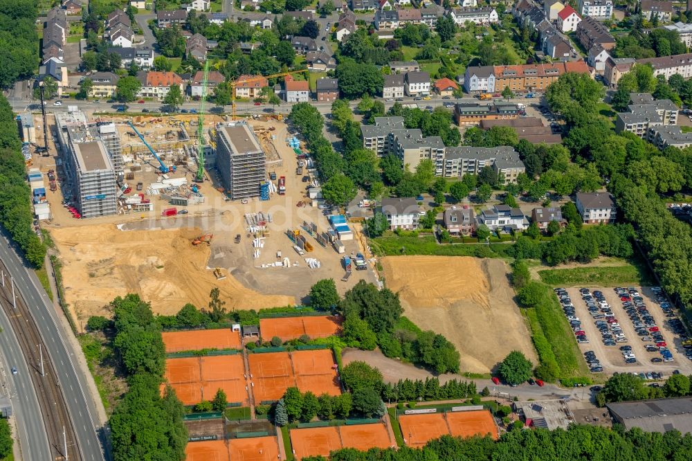 Bochum von oben - Baustelle zum Neubau eines Büro- und Geschäftshauses der Vonovia Zentrale in Bochum im Bundesland Nordrhein-Westfalen