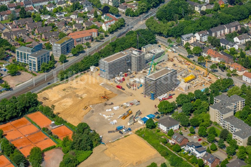 Luftbild Bochum - Baustelle zum Neubau eines Büro- und Geschäftshauses der Vonovia Zentrale in Bochum im Bundesland Nordrhein-Westfalen