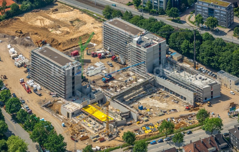 Luftbild Bochum - Baustelle zum Neubau eines Büro- und Geschäftshauses der Vonovia Zentrale in Bochum im Bundesland Nordrhein-Westfalen