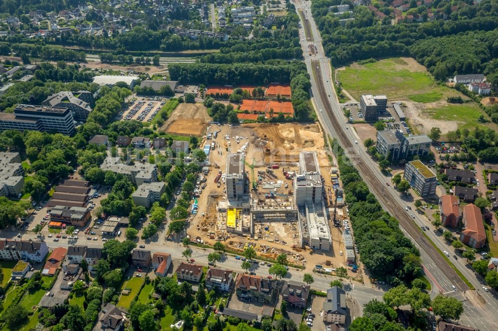 Bochum von oben - Baustelle zum Neubau eines Büro- und Geschäftshauses der Vonovia Zentrale in Bochum im Bundesland Nordrhein-Westfalen