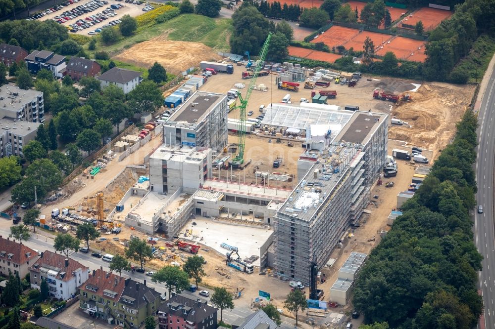 Bochum aus der Vogelperspektive: Baustelle zum Neubau eines Büro- und Geschäftshauses der Vonovia Zentrale in Bochum im Bundesland Nordrhein-Westfalen