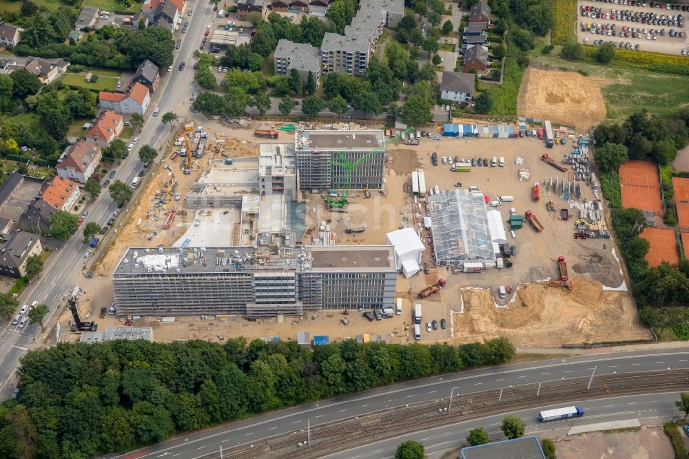 Luftbild Bochum - Baustelle zum Neubau eines Büro- und Geschäftshauses der Vonovia Zentrale in Bochum im Bundesland Nordrhein-Westfalen