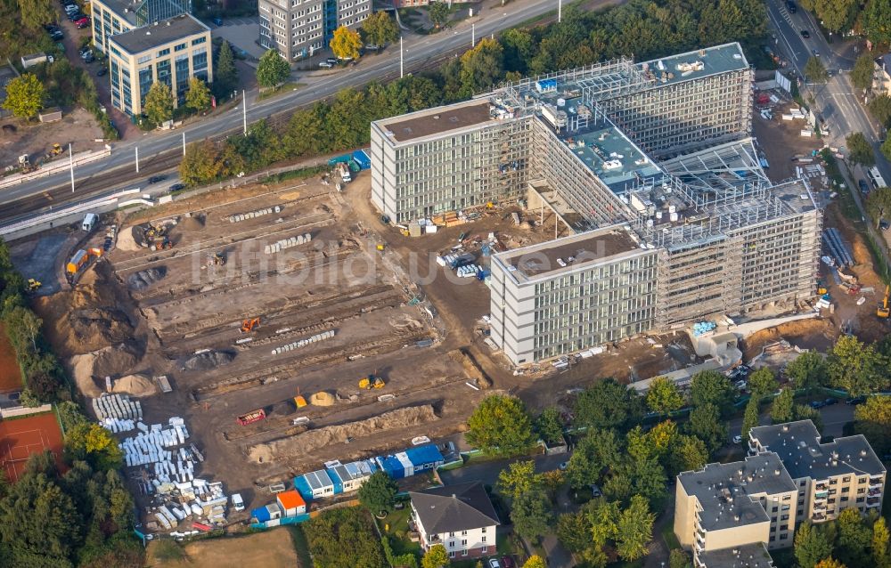 Bochum aus der Vogelperspektive: Baustelle zum Neubau eines Büro- und Geschäftshauses der Vonovia Zentrale in Bochum im Bundesland Nordrhein-Westfalen