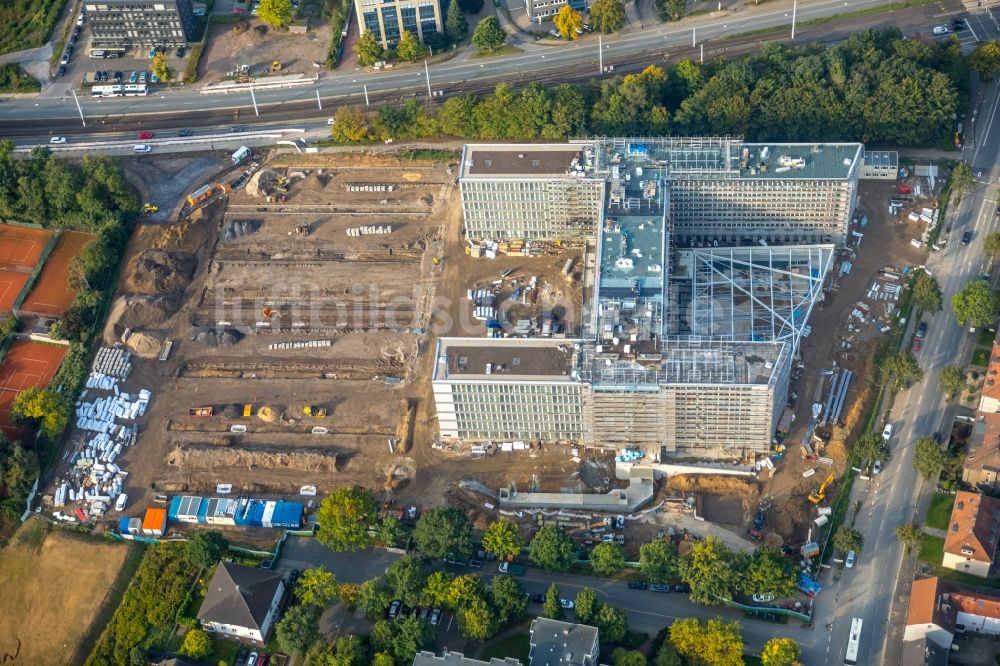 Luftbild Bochum - Baustelle zum Neubau eines Büro- und Geschäftshauses der Vonovia Zentrale in Bochum im Bundesland Nordrhein-Westfalen