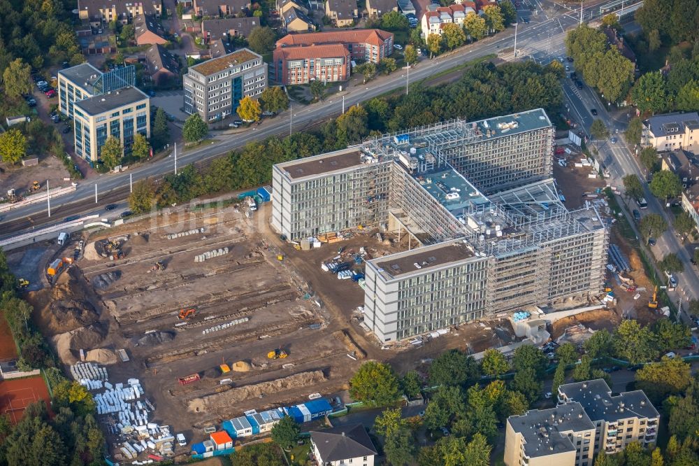 Luftaufnahme Bochum - Baustelle zum Neubau eines Büro- und Geschäftshauses der Vonovia Zentrale in Bochum im Bundesland Nordrhein-Westfalen