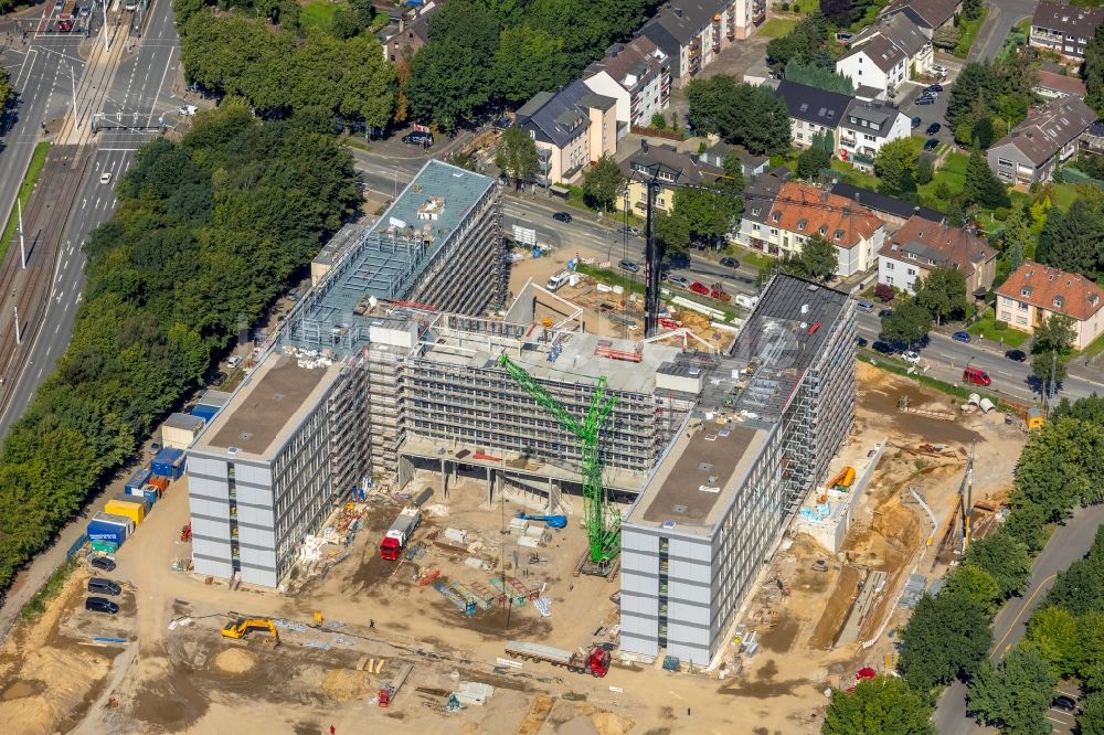 Luftbild Bochum - Baustelle zum Neubau eines Büro- und Geschäftshauses der Vonovia Zentrale in Bochum im Bundesland Nordrhein-Westfalen