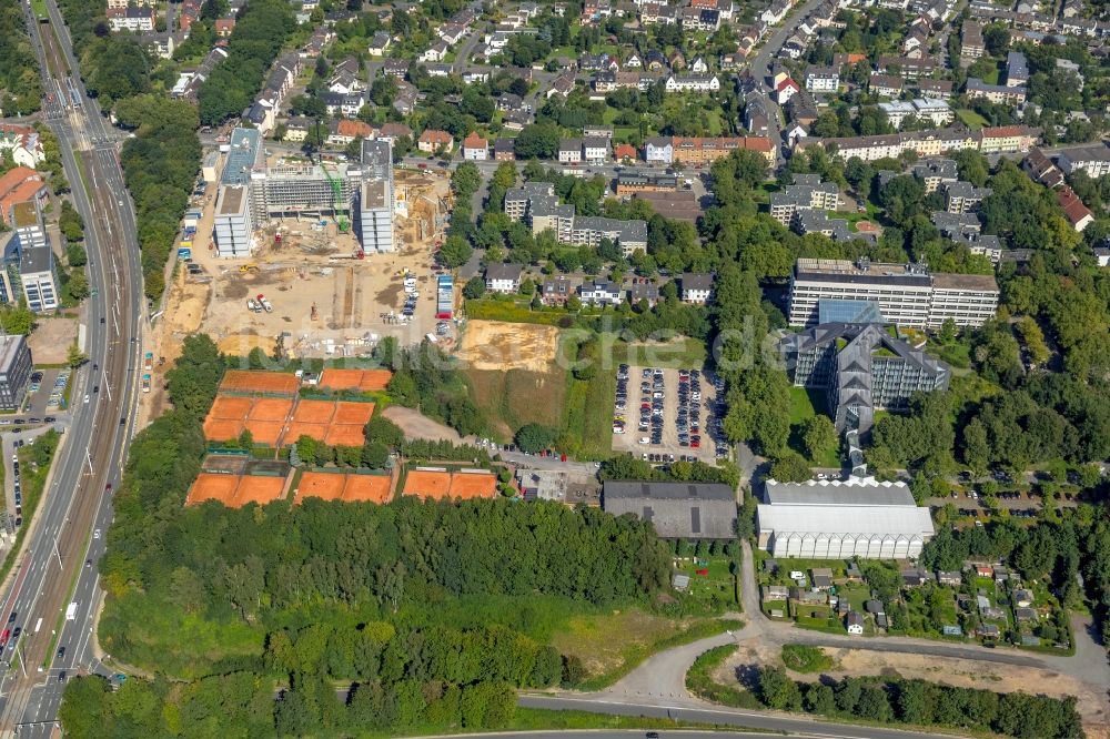 Bochum aus der Vogelperspektive: Baustelle zum Neubau eines Büro- und Geschäftshauses der Vonovia Zentrale in Bochum im Bundesland Nordrhein-Westfalen