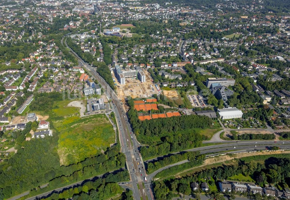 Luftbild Bochum - Baustelle zum Neubau eines Büro- und Geschäftshauses der Vonovia Zentrale in Bochum im Bundesland Nordrhein-Westfalen