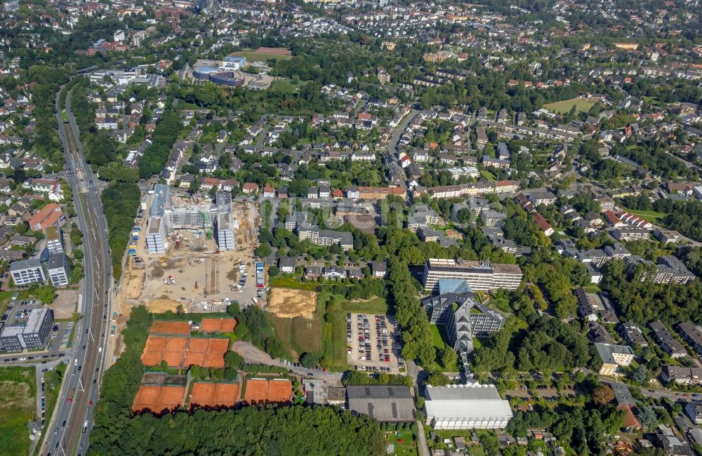 Bochum von oben - Baustelle zum Neubau eines Büro- und Geschäftshauses der Vonovia Zentrale in Bochum im Bundesland Nordrhein-Westfalen