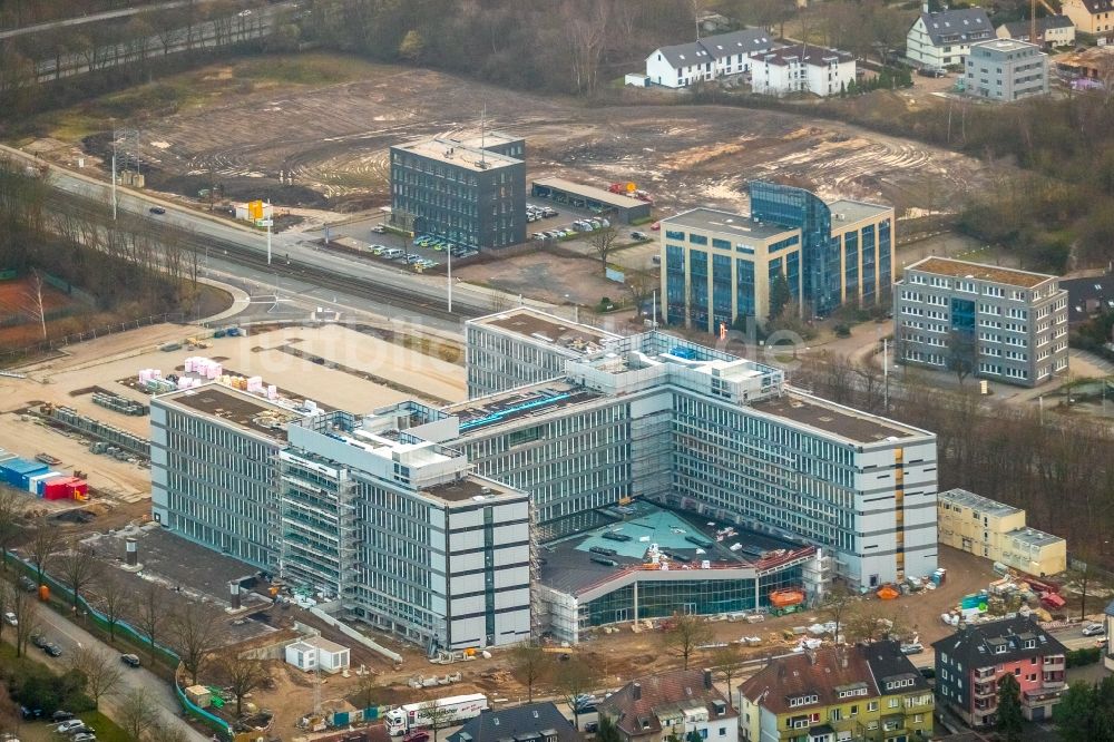 Bochum von oben - Baustelle zum Neubau eines Büro- und Geschäftshauses der Vonovia Zentrale in Bochum im Bundesland Nordrhein-Westfalen