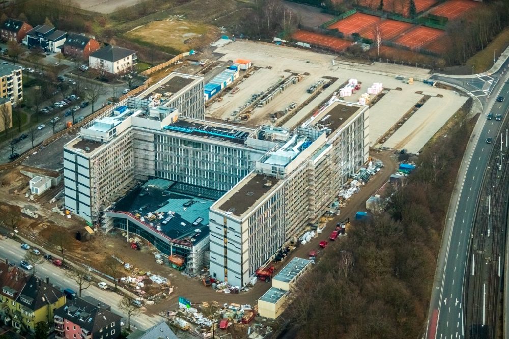 Luftbild Bochum - Baustelle zum Neubau eines Büro- und Geschäftshauses der Vonovia Zentrale in Bochum im Bundesland Nordrhein-Westfalen