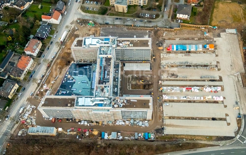 Bochum von oben - Baustelle zum Neubau eines Büro- und Geschäftshauses der Vonovia Zentrale in Bochum im Bundesland Nordrhein-Westfalen