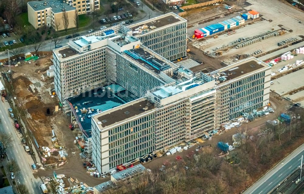 Bochum aus der Vogelperspektive: Baustelle zum Neubau eines Büro- und Geschäftshauses der Vonovia Zentrale in Bochum im Bundesland Nordrhein-Westfalen