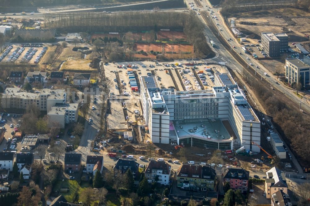 Luftaufnahme Bochum - Baustelle zum Neubau eines Büro- und Geschäftshauses der Vonovia Zentrale in Bochum im Bundesland Nordrhein-Westfalen