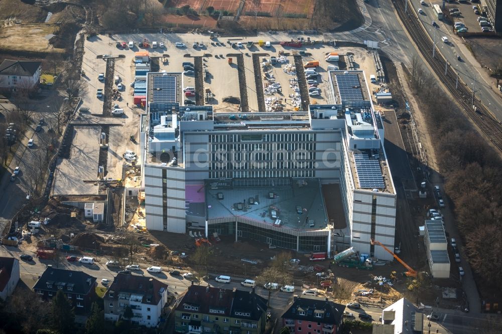 Bochum von oben - Baustelle zum Neubau eines Büro- und Geschäftshauses der Vonovia Zentrale in Bochum im Bundesland Nordrhein-Westfalen