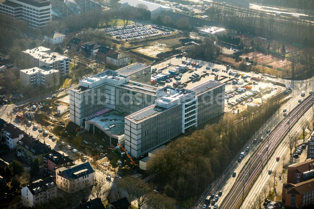 Luftaufnahme Bochum - Baustelle zum Neubau eines Büro- und Geschäftshauses der Vonovia Zentrale in Bochum im Bundesland Nordrhein-Westfalen