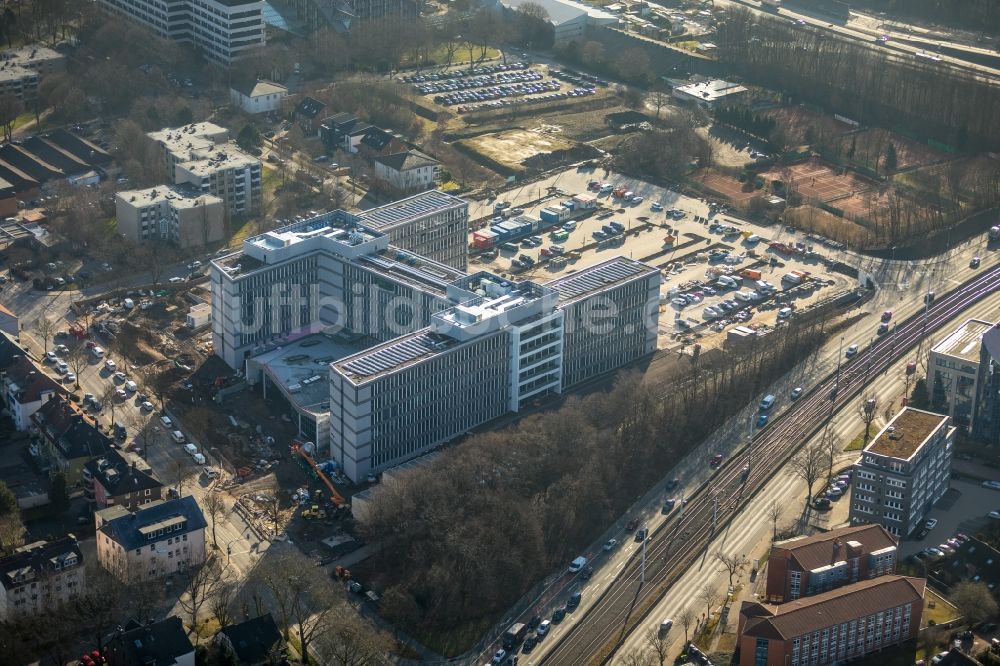 Bochum aus der Vogelperspektive: Baustelle zum Neubau eines Büro- und Geschäftshauses der Vonovia Zentrale in Bochum im Bundesland Nordrhein-Westfalen