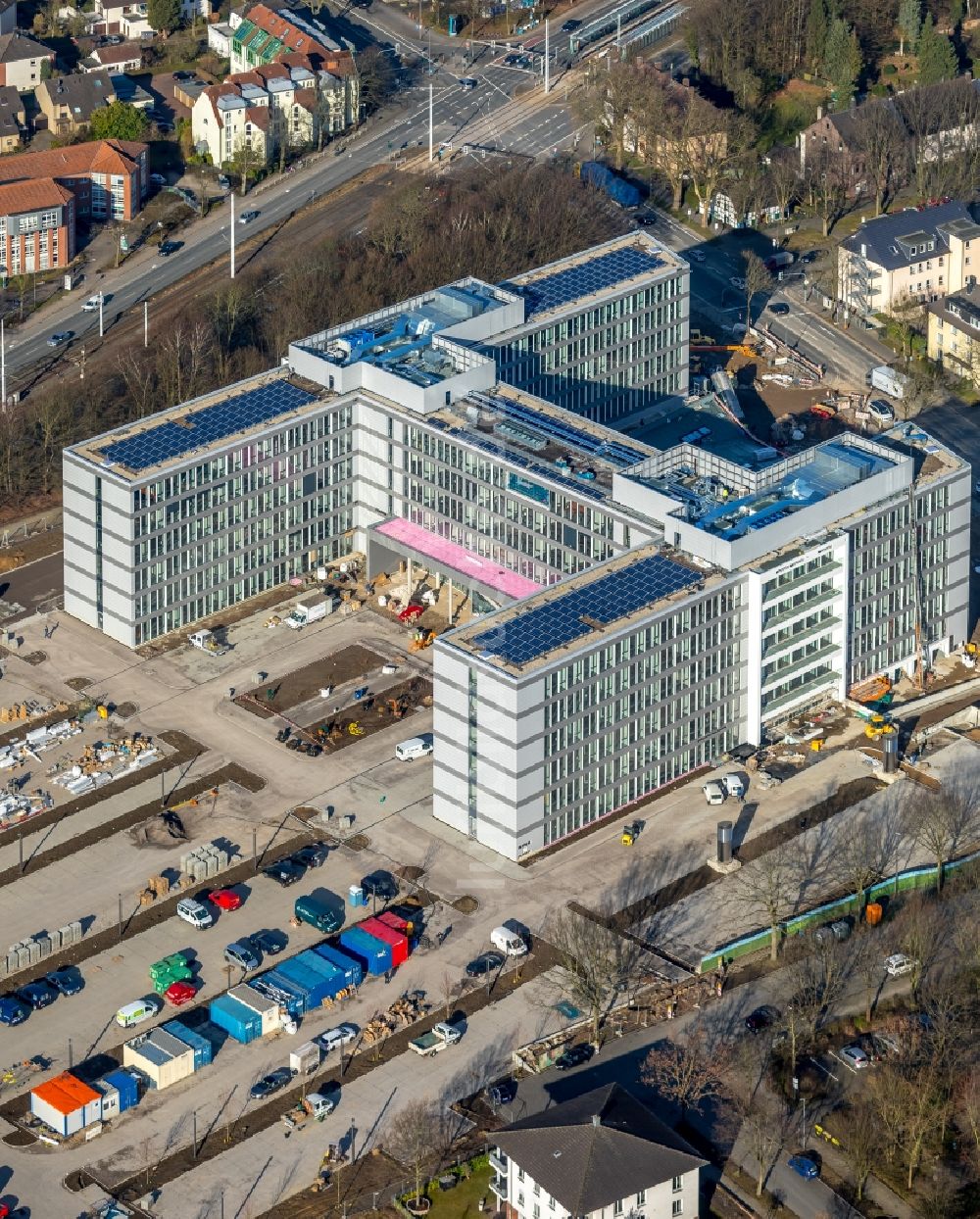 Bochum von oben - Baustelle zum Neubau eines Büro- und Geschäftshauses der Vonovia Zentrale in Bochum im Bundesland Nordrhein-Westfalen