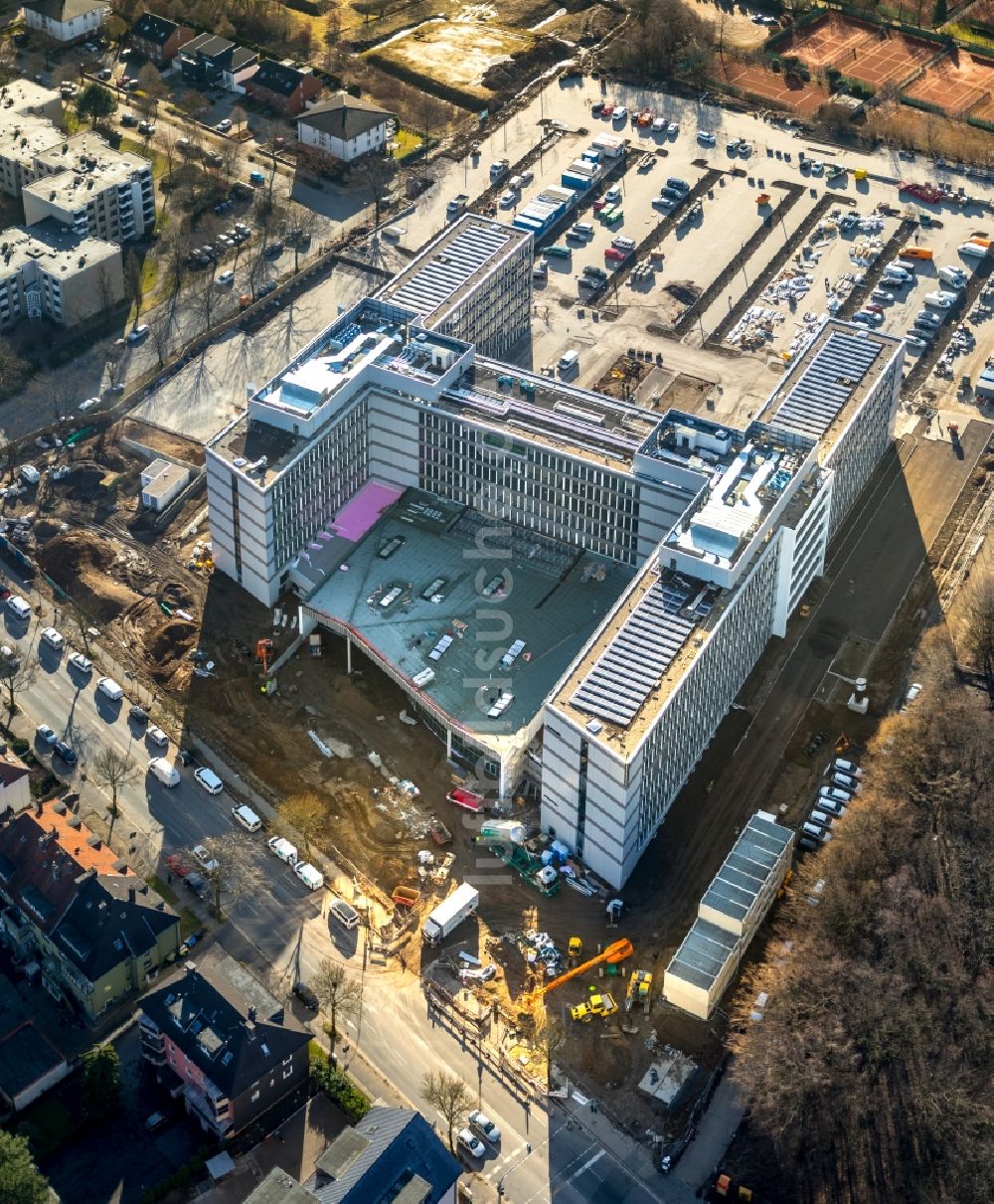 Luftaufnahme Bochum - Baustelle zum Neubau eines Büro- und Geschäftshauses der Vonovia Zentrale in Bochum im Bundesland Nordrhein-Westfalen