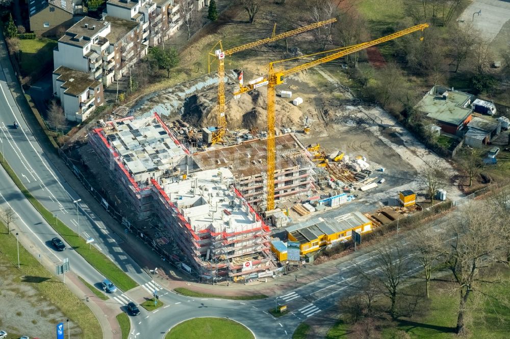 Luftbild Herne - Baustelle zum Neubau eines Büro- und Geschäftshauses Westring - Forellstraße durch die Peter Rundholz GmbH & Co. KG in Herne im Bundesland Nordrhein-Westfalen