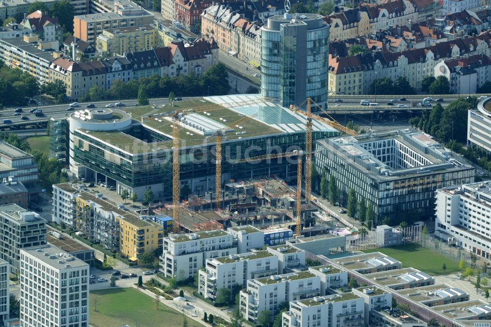 Luftaufnahme München - Baustelle zum Neubau Bürogebäude NOVE im Arnulfpark in München im Bundesland Bayern